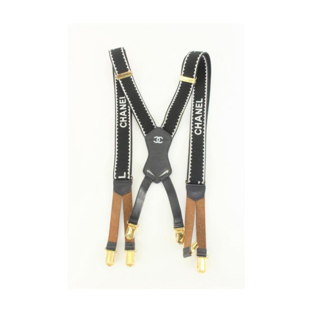 Chanel Limited Runway Black CC Logo Suspenders 37cc811s
